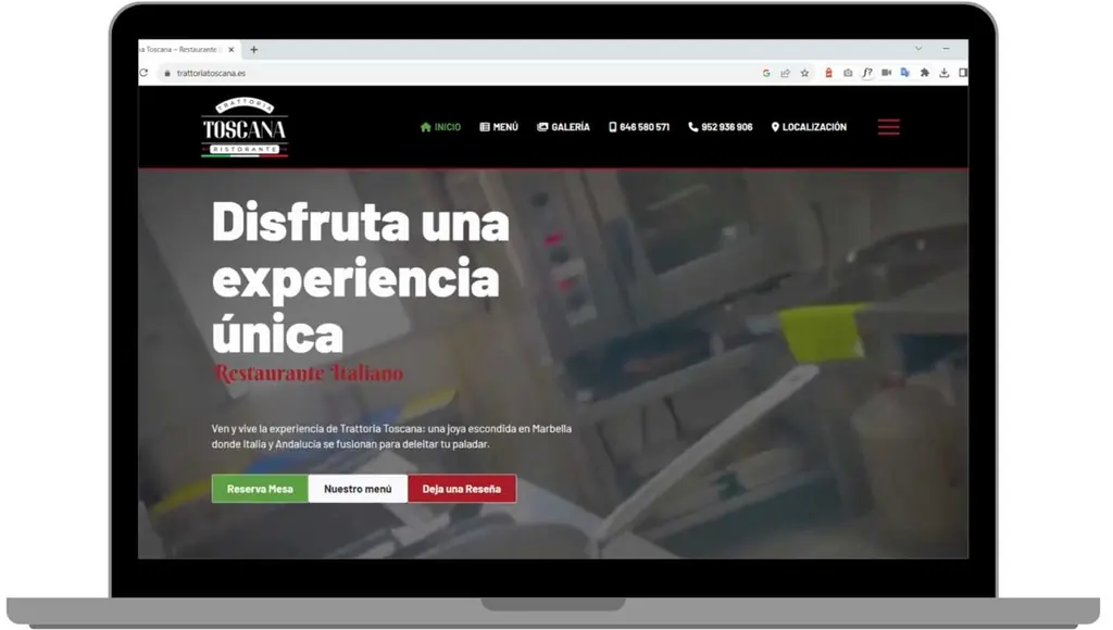 Proyecto real de diseño web para Trattoria Toscana realizado por Necotec